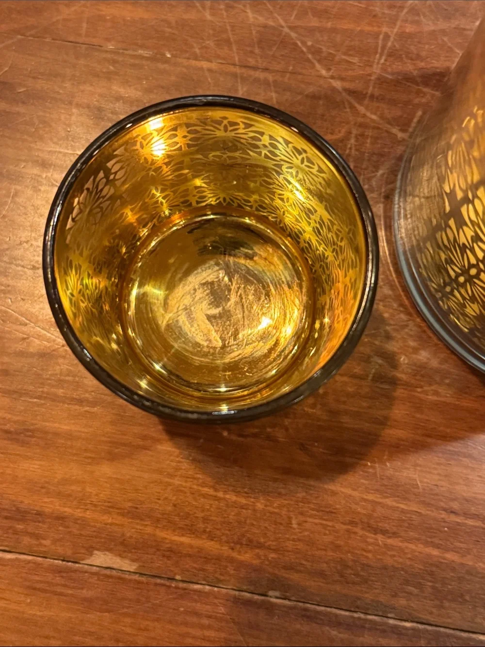 RARE Crate&Barrel Raj Hurricane + 2 Matching Votive Candle Holder Gold Silver
